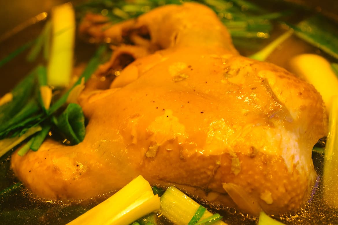 Dak-baeksuk, Korean-style slow-simmered whole chicken soup at Sagori